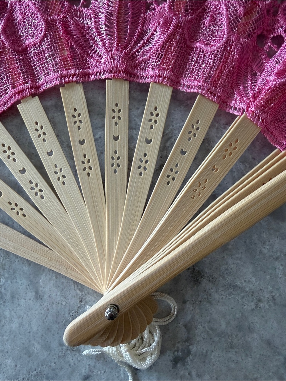 Pink Lace Folding Hand Fan - Picture 3 of 5